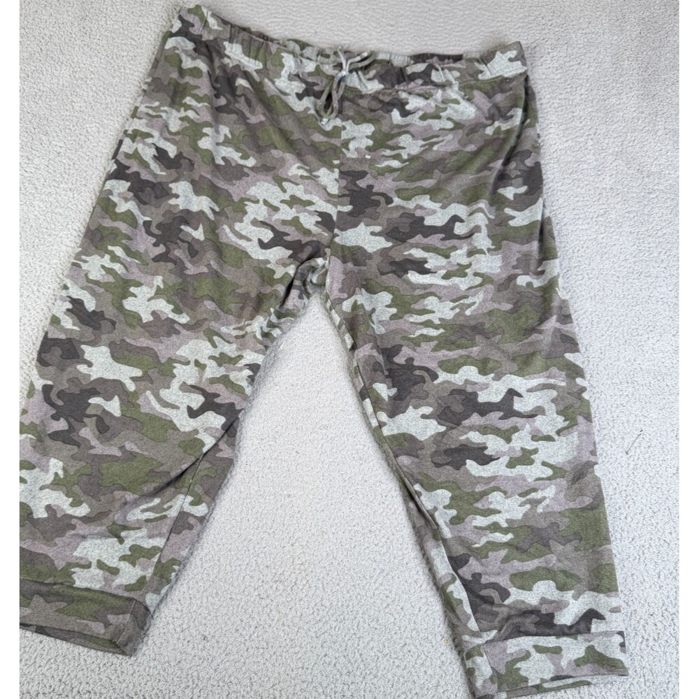 TIME AND TRU Camo Sweatpants Women 4X Green Plus Size Knit Athleisure Drawstring - Picture 2 of 9